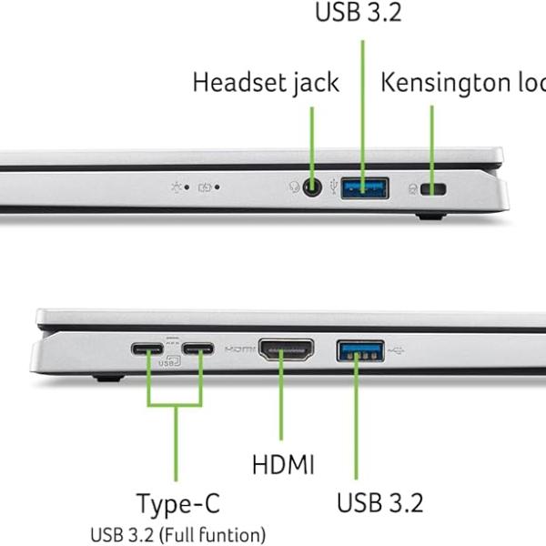 Acer Aspire Go 15 AI Ready Laptop | 15.6" Full HD (1920 x 1080) IPS Display | Intel Core 3 Processor N355 | Intel Graphics | 8GB DDR5 | 128GB UFS | Wi-Fi 6 | Windows 11 Home in S Mode | AG15-32P-39R2