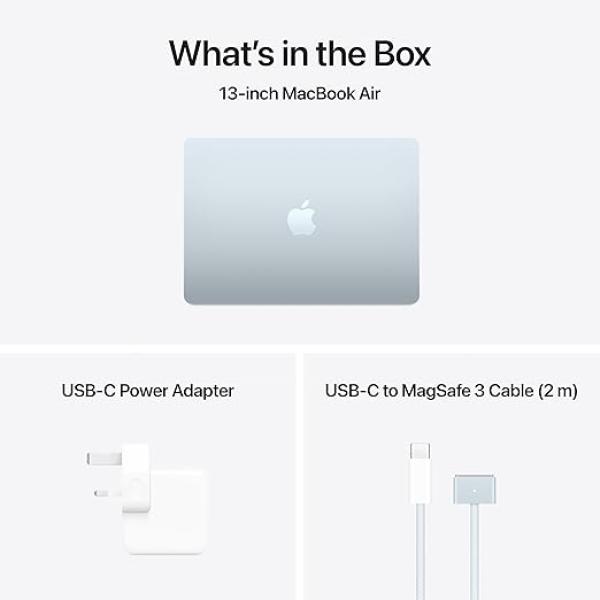 Apple 2025 MacBook Air (13-inch, Apple M4 chip with 10-core CPU and 8-core GPU, 16GB Unified Memory, 256GB) - Sky Blue;English