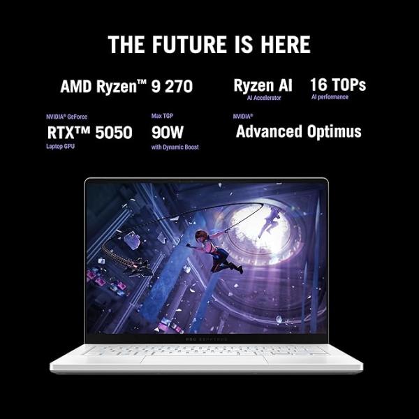 ASUS ROG Zephyrus G14 (Platinum White) Gaming Laptop | NVIDIA RTX 5050 8GB | AMD Ryzen™ 9 270 | 16GB RAM |1TB SSD |14" 3K OLED 120Hz | Win11 [GA403UH-OLED9161W]