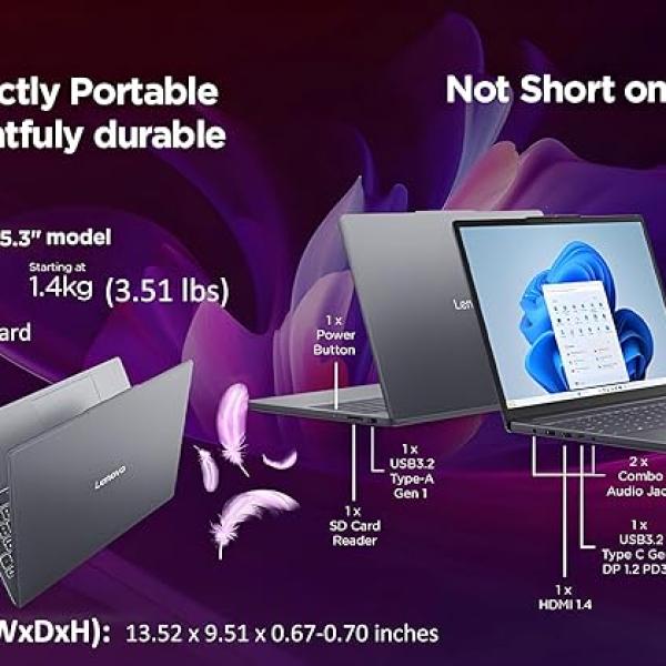 ENOVO IdeaPad Slim 3 Home Business AI COPILOT, Intel 8-Core i5-13420H (Beat i7-1355U), 16GB DDR5 RAM, 512GB PCIe SSD, 15" FHD+, WiFi 6, Luna Grey, Windows 11 Pro