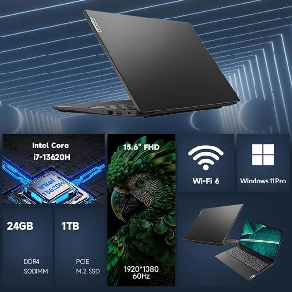 Lenovo (Upgraded) V15 High-Performance Business Laptop, 15.6" FHD Display, 13th Gen Intel 10-Core i7-13620H, 16GB RAM, 512GB SSD, Webcam, HDMI, Wi-Fi 6, Windows 11 Pro W/ ADATA 64GB USB Flash Drive
