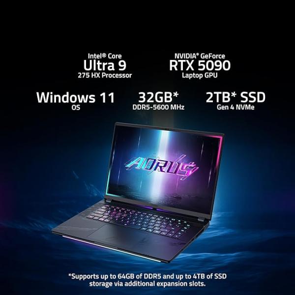 GigaByte AORUS Master 16 BZHC6USE65SH	Intel Core Ultra 9 275HX 2.7GHz/16''/2560x1600 240Hz OLED/32GB/2TB SSD/24GB NVIDIA GeForce RTX 5090/Win 11 Home