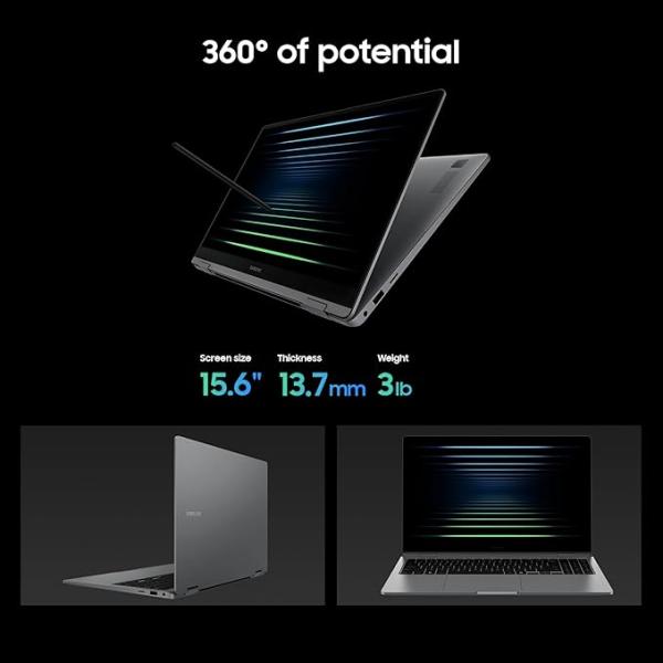 SAMSUNG 15.6" Galaxy Book5 360 Copilot+ PC, AI Business Laptop, Windows 11 Pro, Intel Core Ultra 7 Processor 256V, FHD AMOLED Touchscreen, 16GB/512GB, 2025 Model, NP754QHA-KA2US, Gray