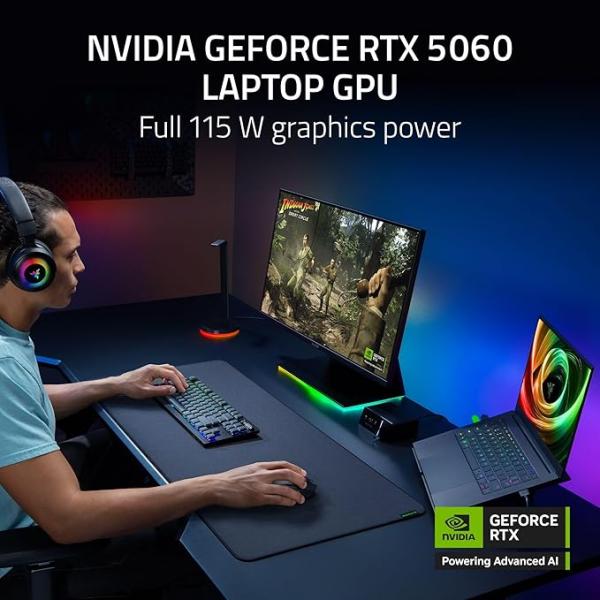 Razer Blade 14 (2025) Gaming Laptop: NVIDIA GeForce RTX 5060 - AMD Ryzen AI 9 365 CPU - 3K 120Hz OLED Display - 16GB LPDDR5X RAM - 1TB SSD - Thin & Lightweight - Chroma RGB - Windows - Black