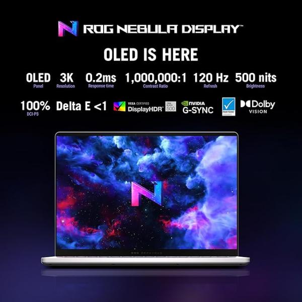 ASUS ROG Zephyrus G14 (Platinum White) Gaming Laptop | NVIDIA RTX 5050 8GB | AMD Ryzen™ 9 270 | 16GB RAM |1TB SSD |14" 3K OLED 120Hz | Win11 [GA403UH-OLED9161W]