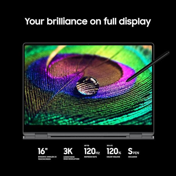 SAMSUNG 16” Galaxy Book5 Pro 360 Copilot+ PC, AI Business Laptop, Windows 11 Pro, Intel Core Ultra 7 Processor 258V, 3K AMOLED Touchscreen, 32GB / 1TB, 120HZ, 2025 Model NP964QHA-KG2US, Gray