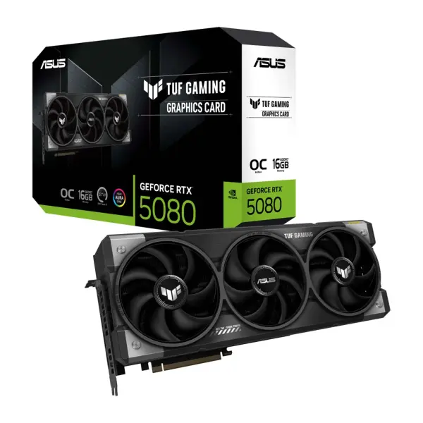 ASUS TUF Gaming GeForce RTX 5080 OC Edition With 16GB GDDR7 Graphics Card, 2700 MHz Boost Clock, 10752 CUDA, 256-bit 30 Gbps Memory, AI Performance, PCIe 5.0, DLSS 4, Black | 90YV0M30-M0NA00