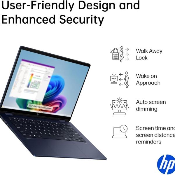 HP OmniBook X Flip 14-FM0013DX 2-in-1 Laptop, Laptop Touchscreen 14" WUXGA IPS, Intel 8-core Ultra 5 226V, Intel Arc 130V GPU, Thunderbolt 4, Windows 11 Home (16GB RAM + 1TB SSD)