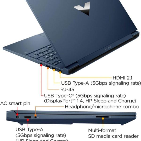 HP Victus Laptop With 15.6-Inch Display, Core i5-12450H Processor/32GB RAM/1TB SSD/4GB NVIDIA GeForce RTX 3050 Graphics/Windows 11 Pro English/Arabic Blue