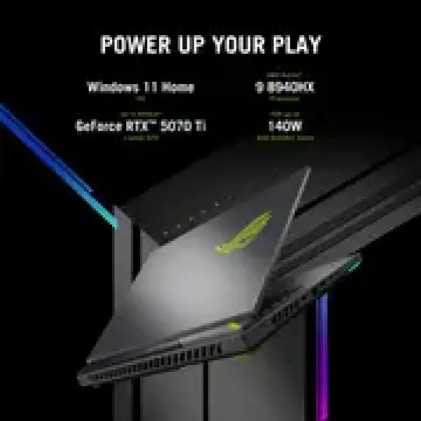 ASUS ROG G614PR Gaming Laptop – AMD Ryzen™ 9 8940HX Processor, 16GB DDR4 RAM, 1TB SSD, NVIDIA® GeForce RTX™ 5070ti  12GB Graphics, 16” WUXGA 144Hz Display, DOS, English Keyboard, Mecha Gray – 1 Year Warranty | Factory Sealed Retail Box